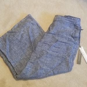 NWT Linen denim flare capris